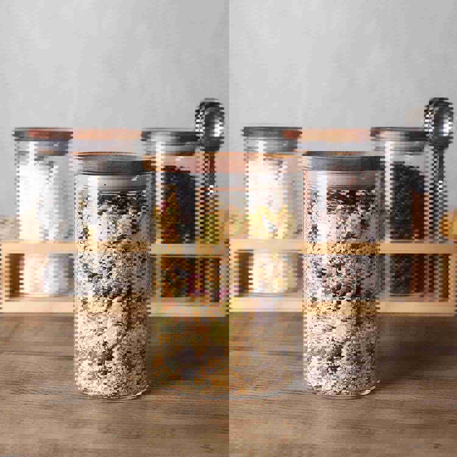 KKC HOME ACCENTS Sealed Glass Food Storage Jars with Scoop for Kitchen Counter