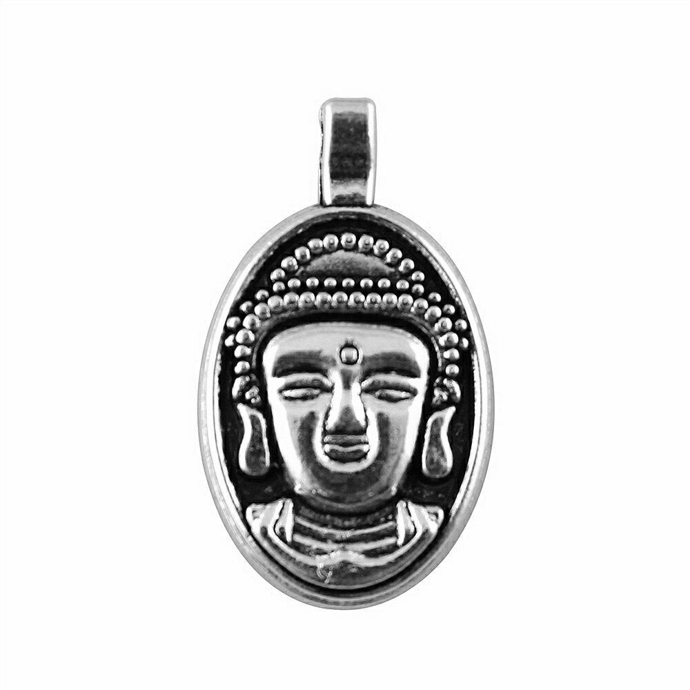 10pcs Antique Silver Plated Buddha Charms Pendants for Jewelry Making