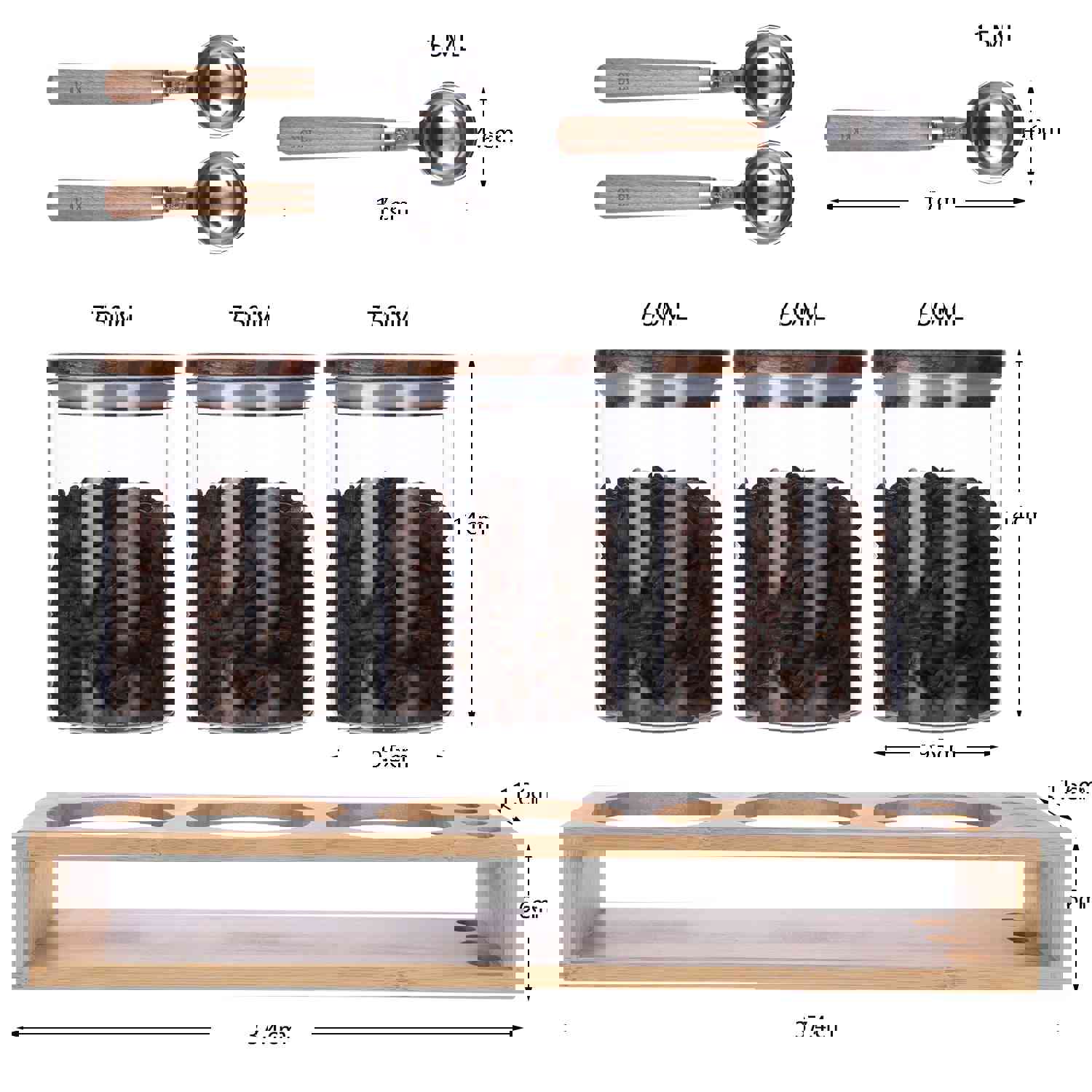 KKC HOME ACCENTS Sealed Glass Food Storage Jars with Scoop for Kitchen Counter