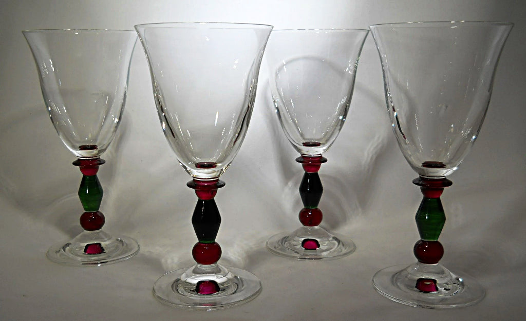 Mikasa Festive Kensington Red/Green Stem Wine Glass Set of 4