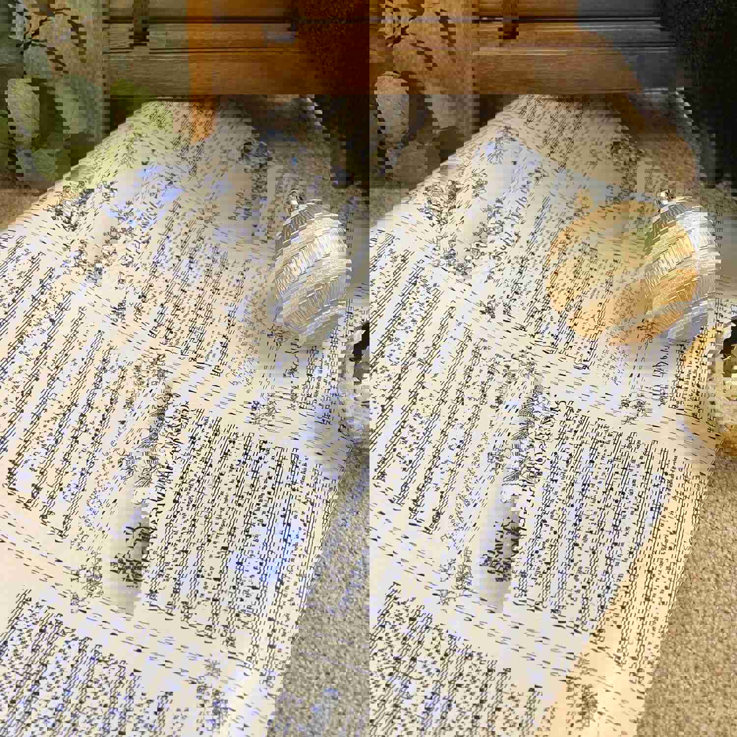 Christmas Carol Festive Wrapping Paper Rolls | Blue Vintage Holiday Music Sheets Gift Wraps