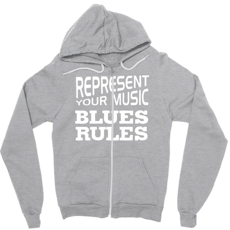 Blues Rules Zipper Hoodie - Unisex Soft & Relaxed Fit