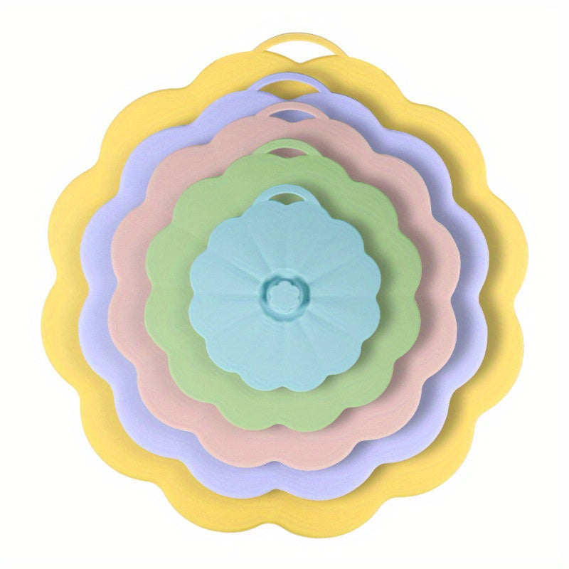 5pcs Reusable Silicone Food Storage Lids for Bowls, Dishwasher & Refrigerator Safe