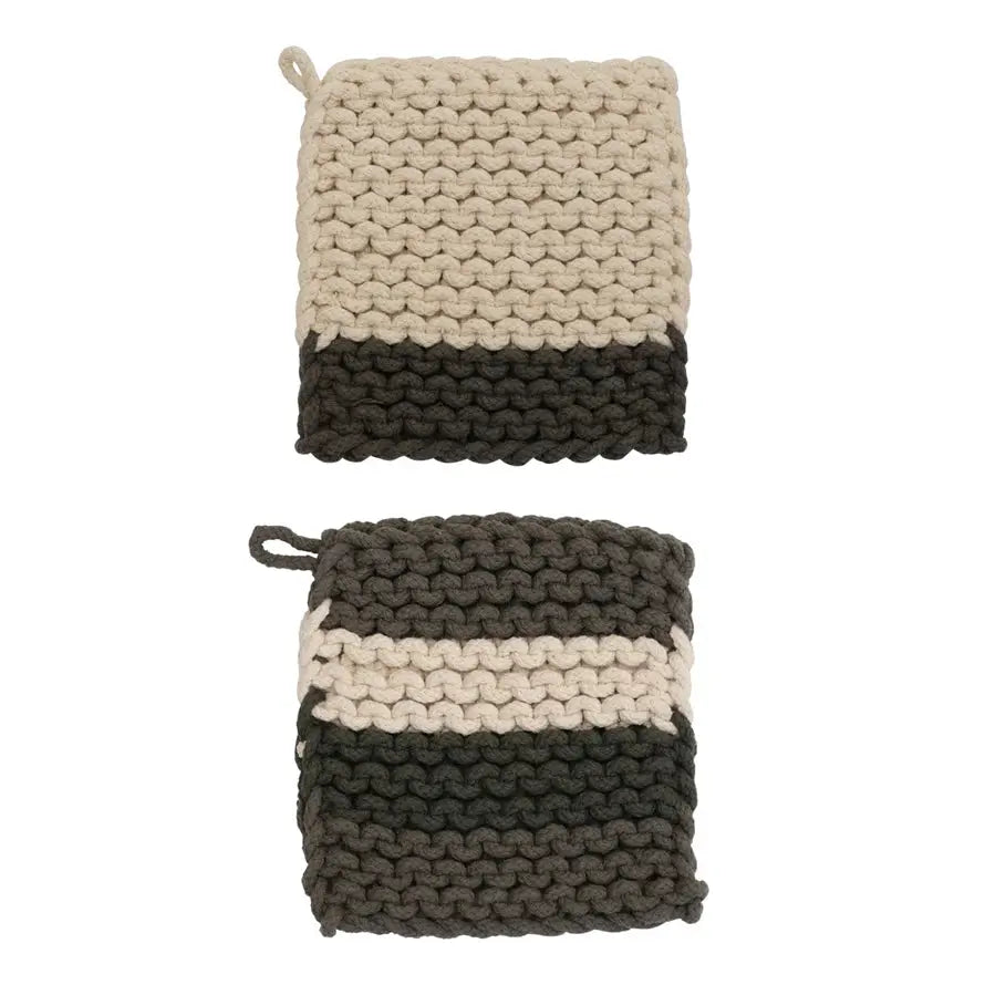 Crocheted Cotton Pot Holder - 8 Square, 2 Styles