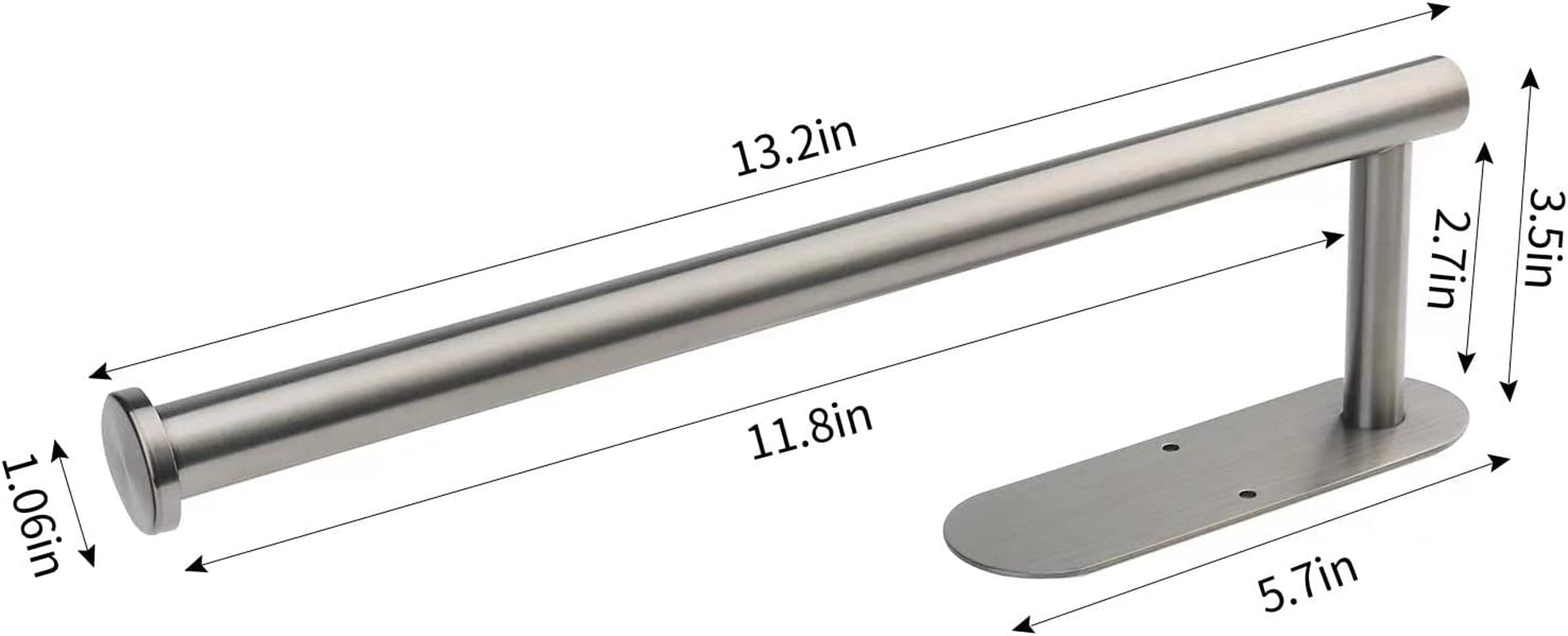 Stainless Steel Paper Towel Holder for Kitchen - Self-Adhesive Under Cabinet (Grey 2PC)