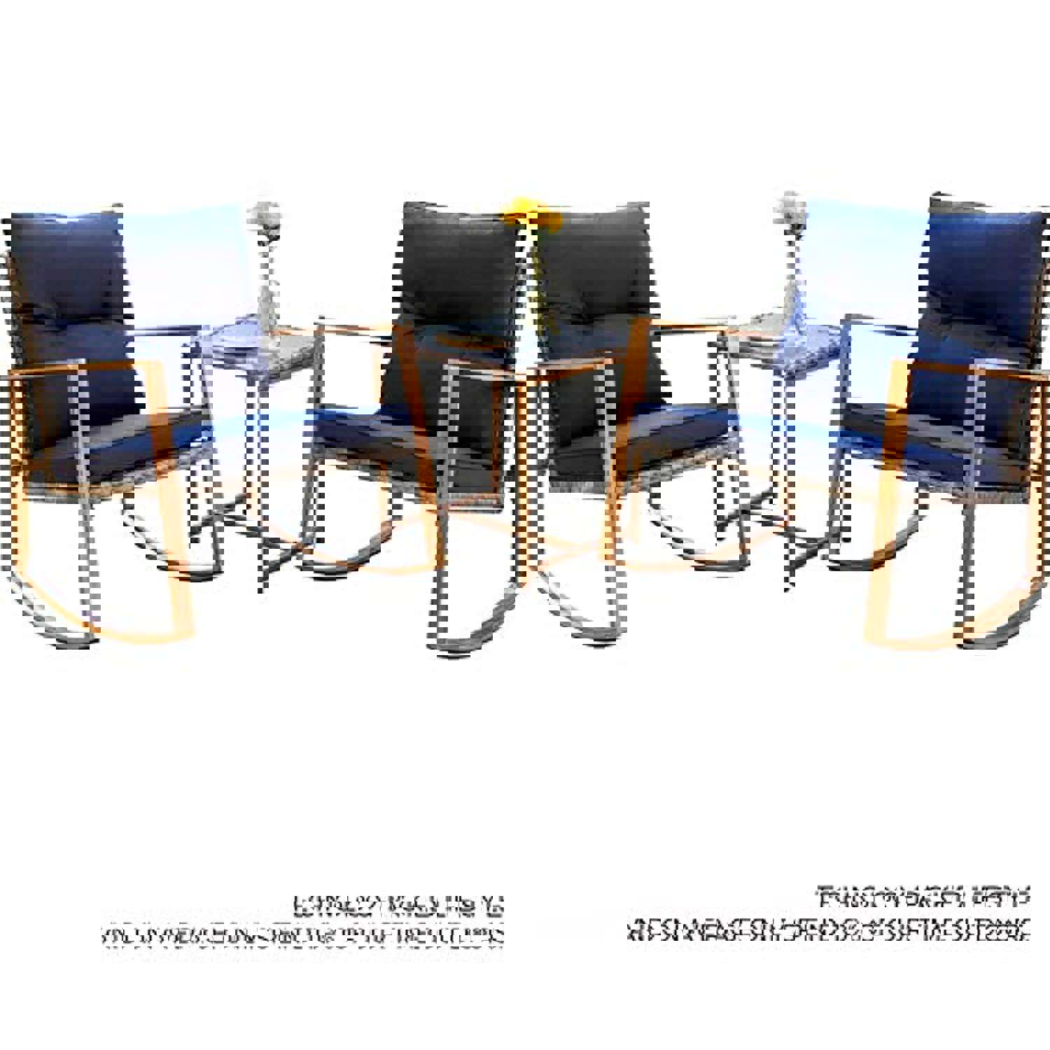 SUNCROWN Outdoor Rocking Chair Set 3-Piece Patio Bistro Set with Grey Wicker and Wood-Grain Arm Rest