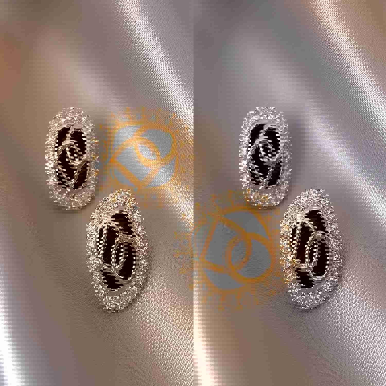 Exquisite Copper Inlaid Zircon Square Black Acrylic Letter Earrings for Women