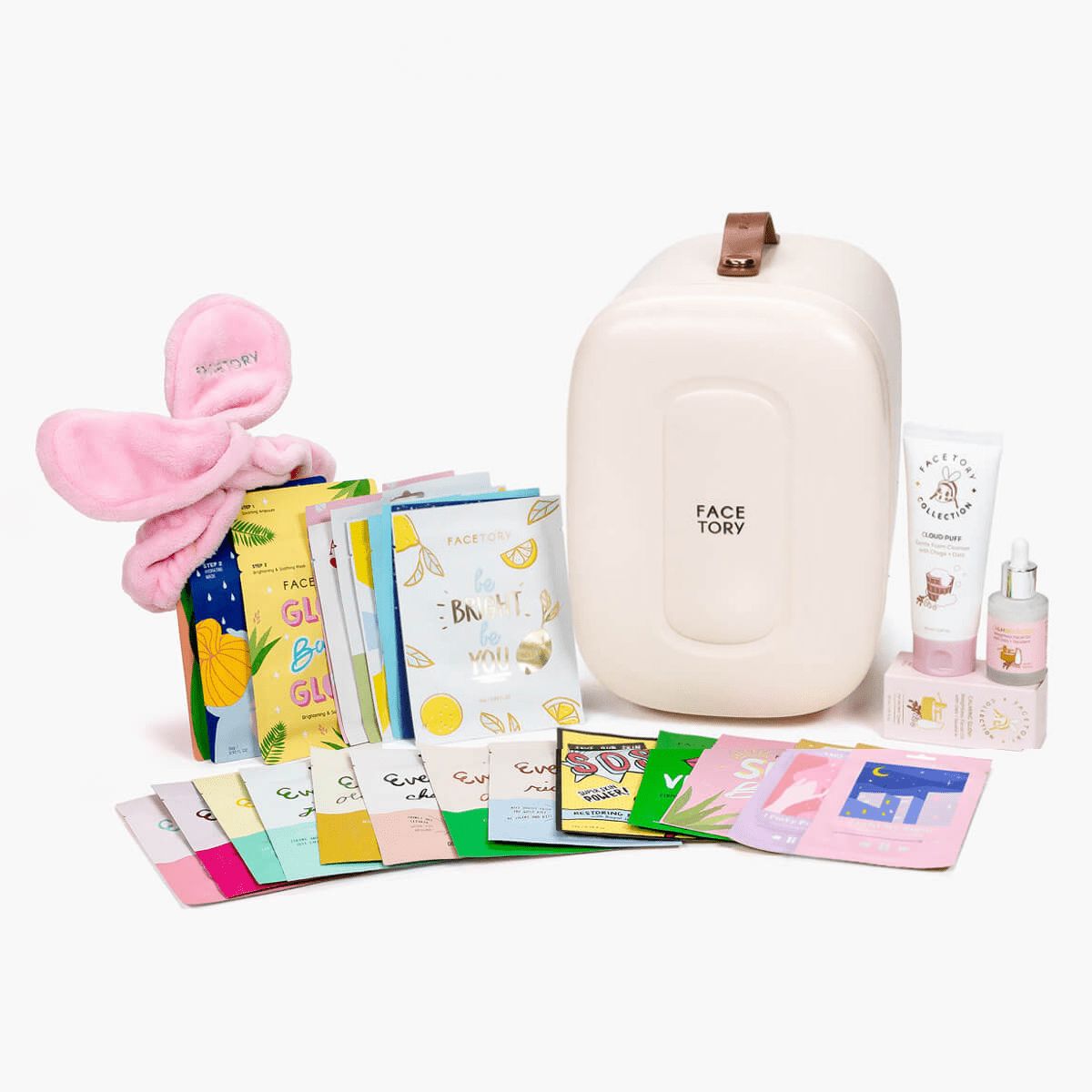 Skincare Fridge Bundle with Mini Fridge, Skincare, Hairband & Sheet Masks