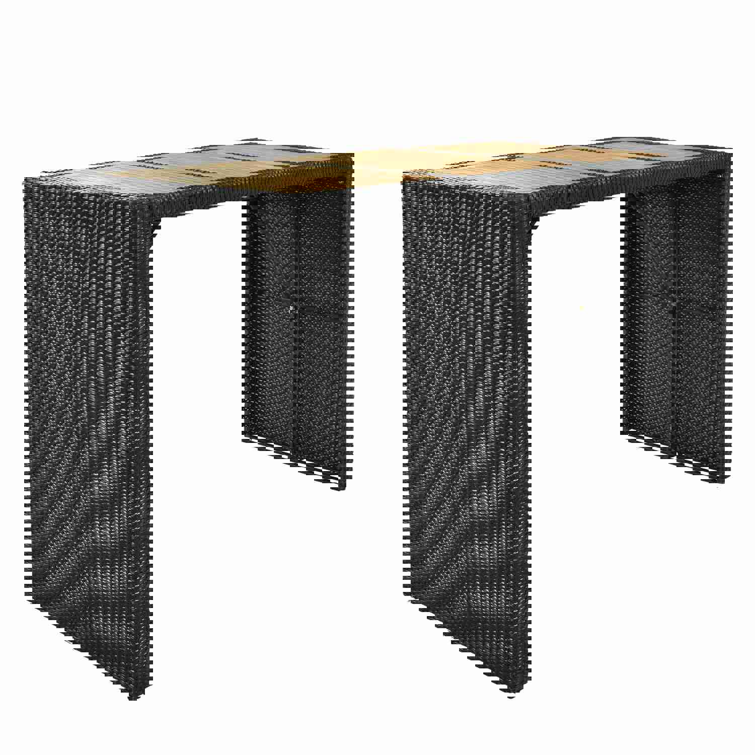 TOPMAX Outdoor Patio 7-Piece Rattan Dining Table Set with Wood Tabletop and 6 Chairs