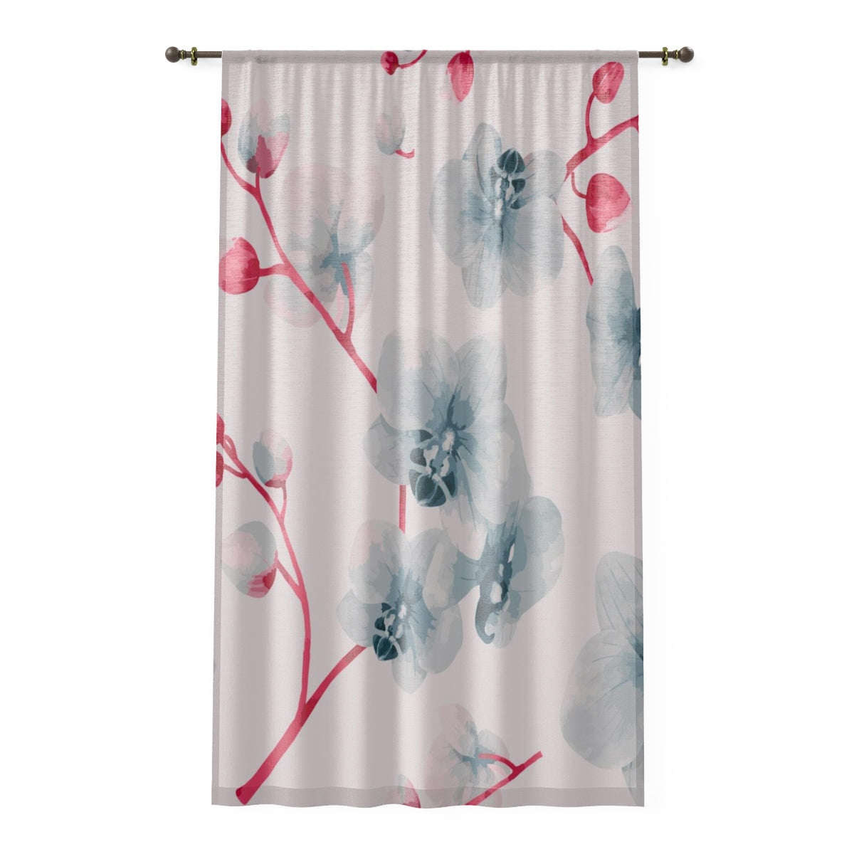 PHOTO NEGATIVE FLOWERS PINK - SHEER Window Curtain