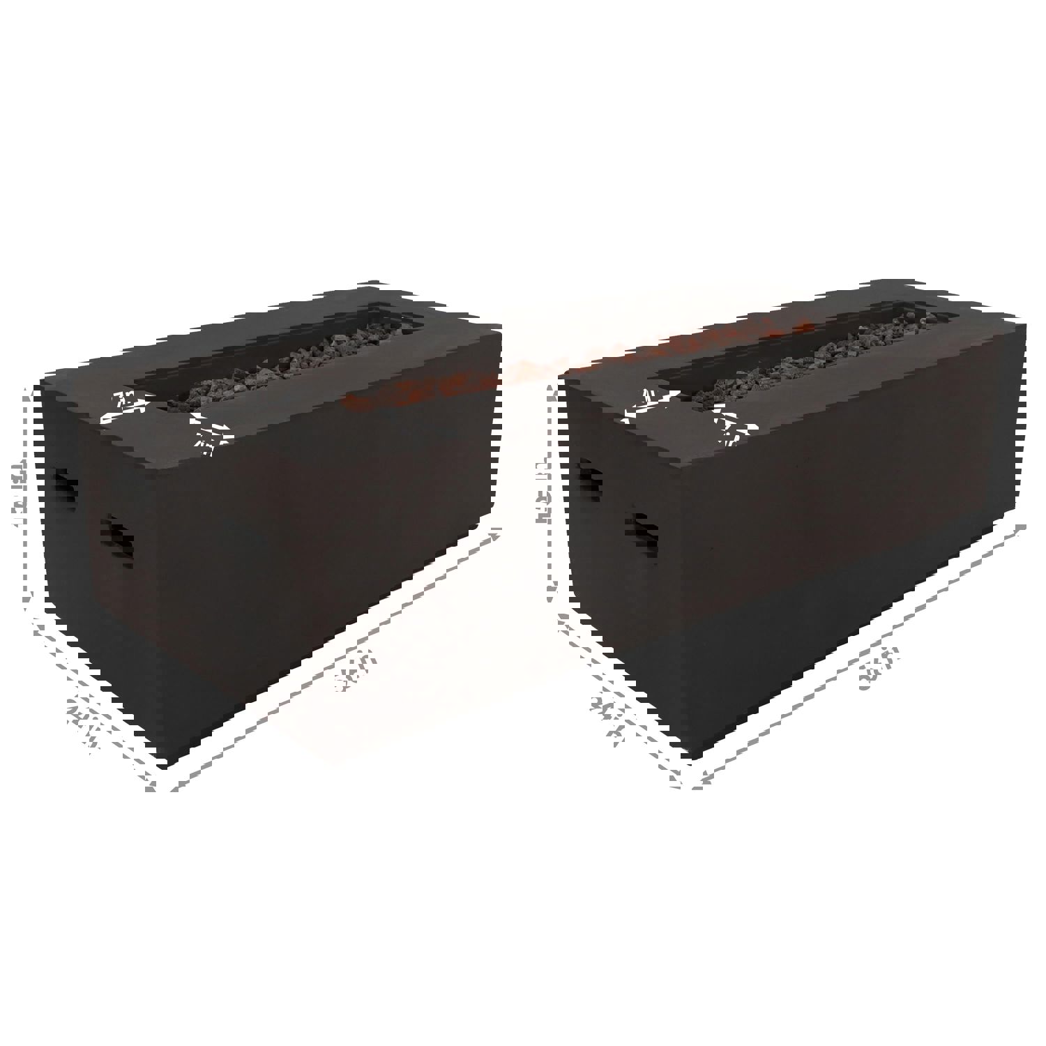 Sunnydaze 56-Inch Brown Modern Rectangular Liquid Propane Gas Fire Pit Coffee Table with Lava Rocks