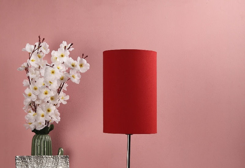 BTR CRAFTS Red Cotton Fabric Cylinder Lamp Shade (6 Inches)