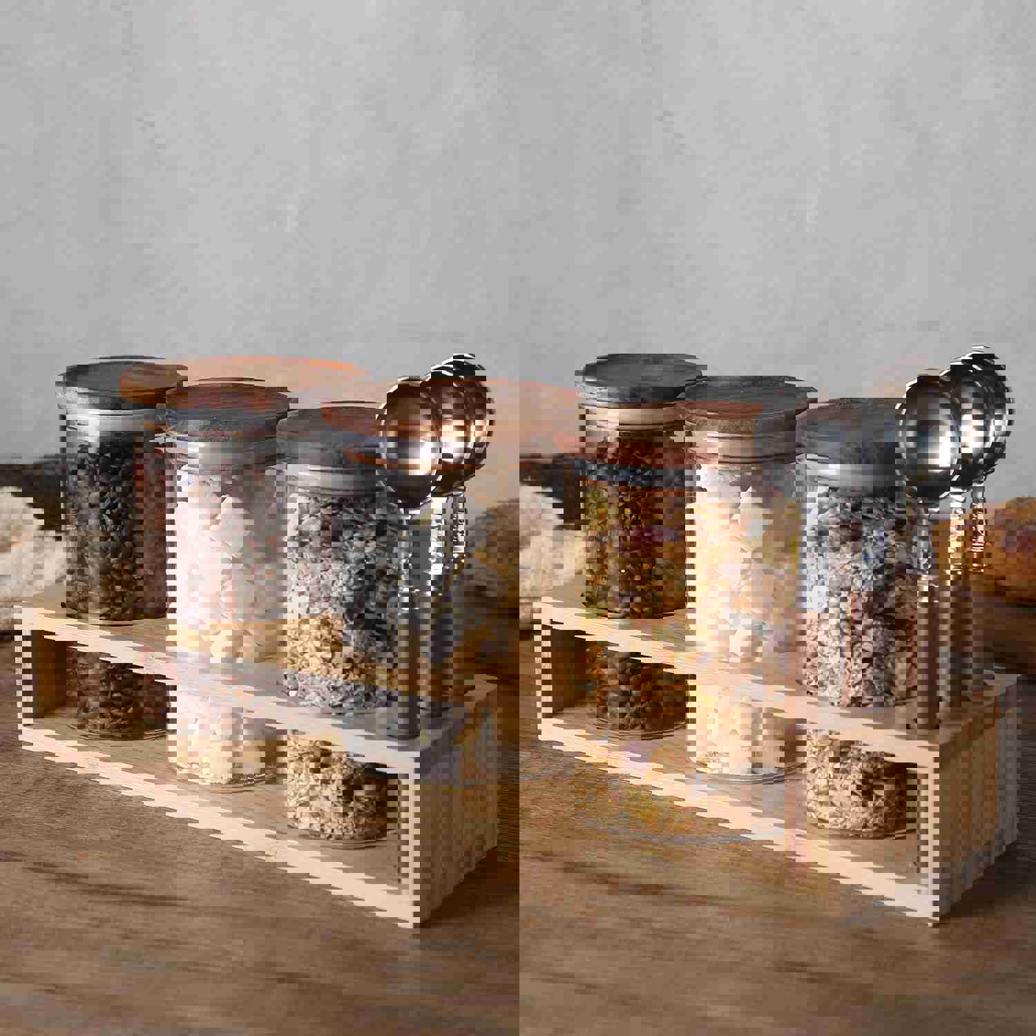 KKC HOME ACCENTS Sealed Glass Food Storage Jars with Scoop for Kitchen Counter