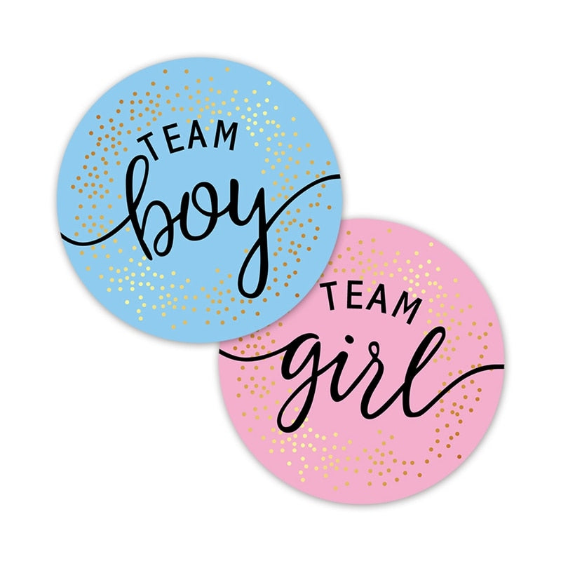 60-120 Pieces Gender Reveal Party Stickers, Baby Shower Decoration, Team Boy or Girl Stickers