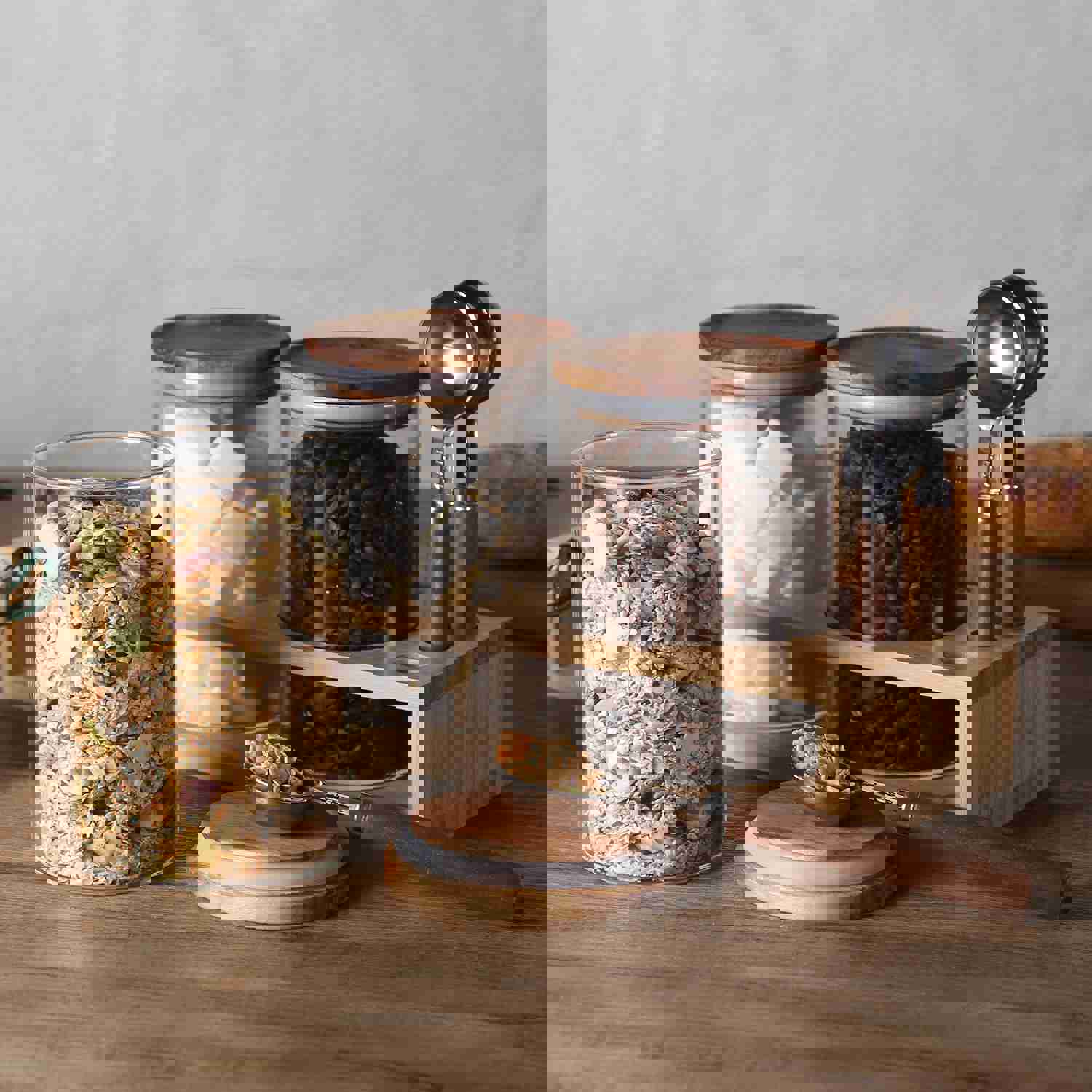 KKC HOME ACCENTS Sealed Glass Food Storage Jars with Scoop for Kitchen Counter