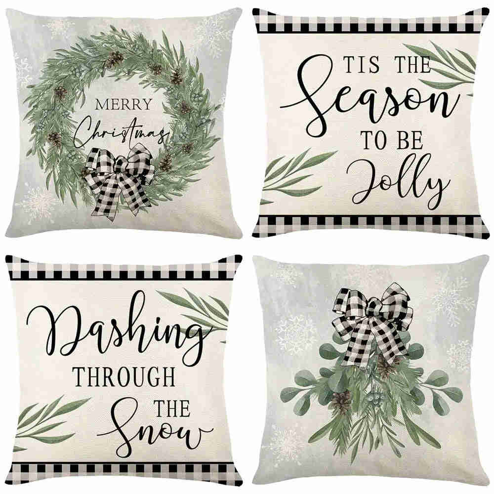 45cm Merry Christmas Cushion Cover Pillowcase 2023 Holiday Home Decor