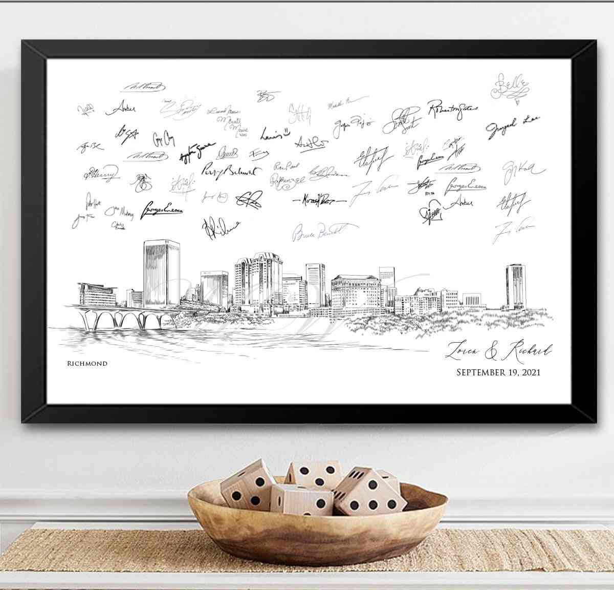 Richmond Wedding Skyline Guestbook - Alternative Wedding Guest Book