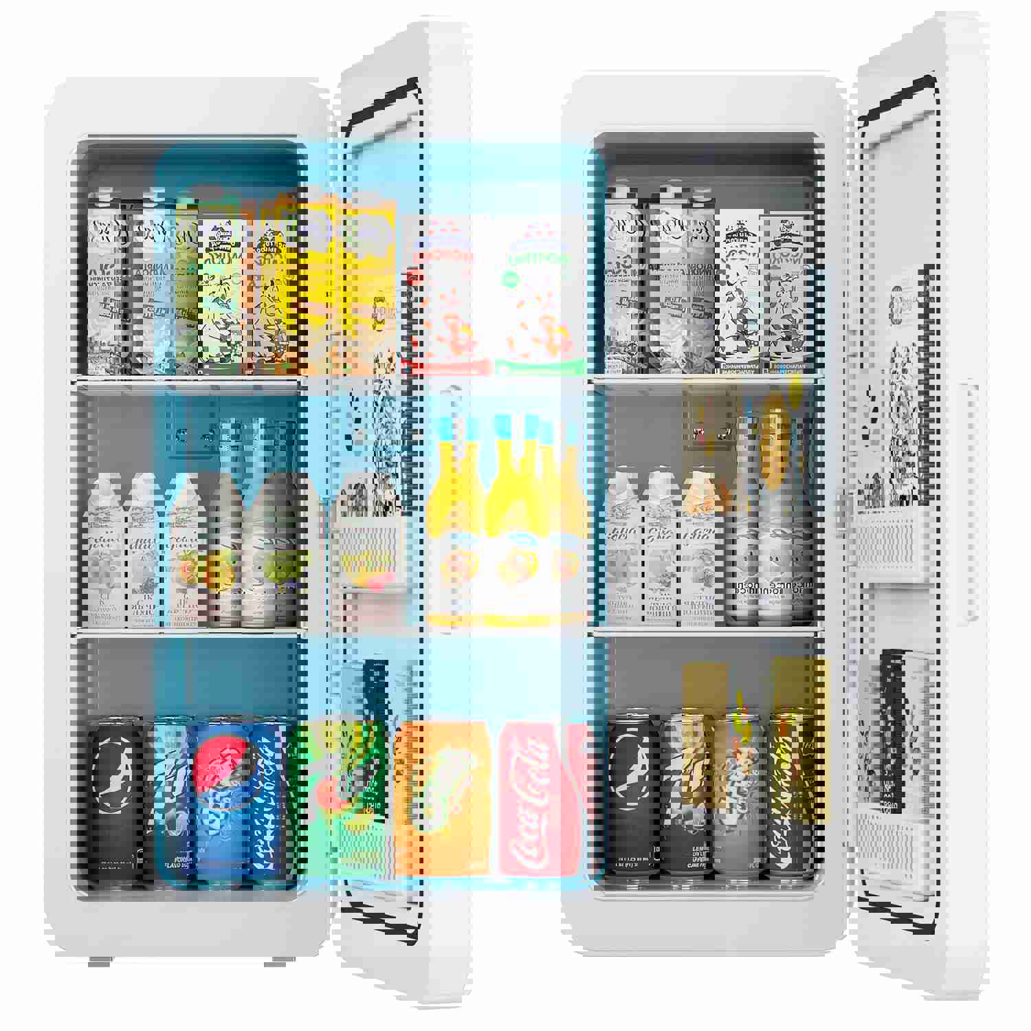 Kikihuose 22L/30Cans Mini Fridge for Bedroom, 12V DC Portable Cooler & Warmer, Small Beverage Refrigerator