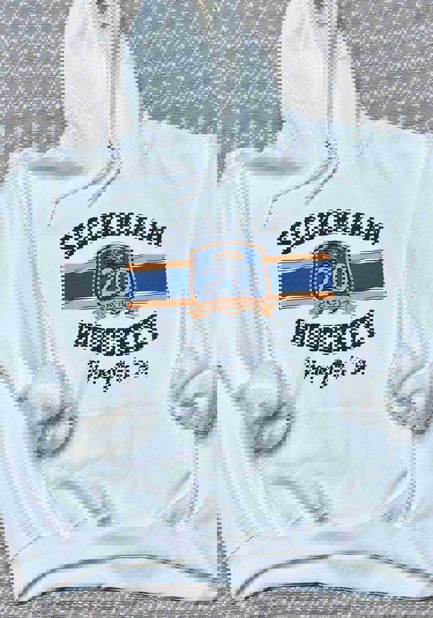 Seckman Hockey Playoffs Unisex Hoodie - White Sublimation Design
