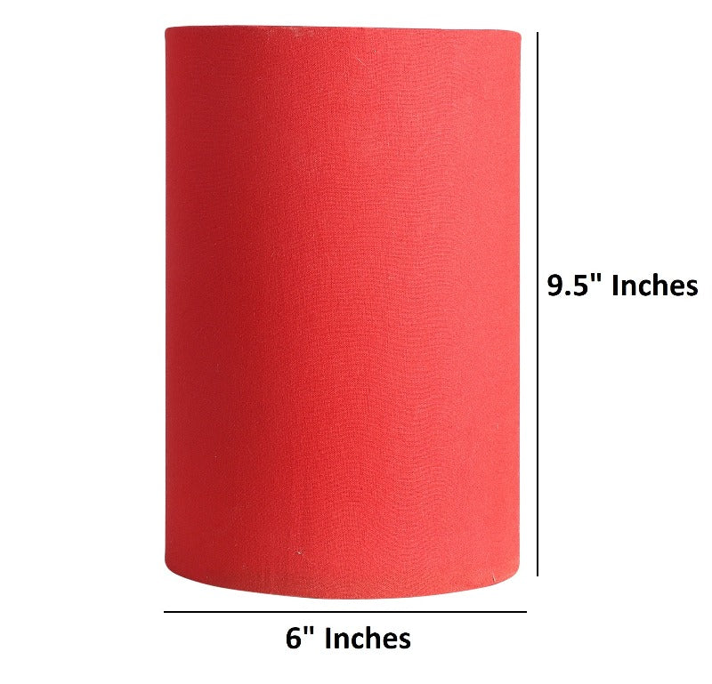 BTR CRAFTS Red Cotton Fabric Cylinder Lamp Shade (6 Inches)