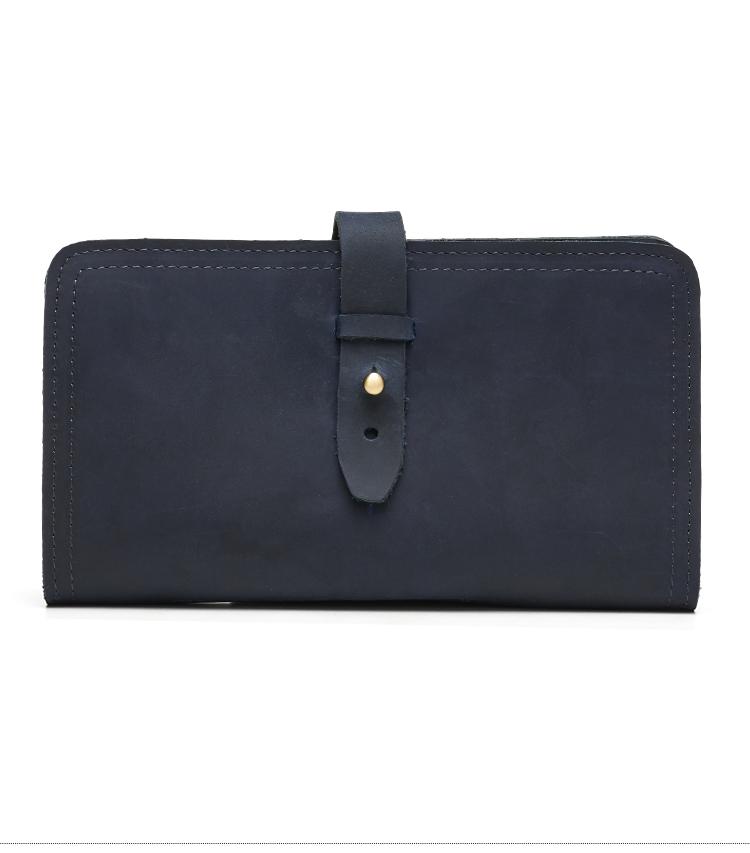 Vintage Bifold Leather Long Wallet for Men with Passport Slot