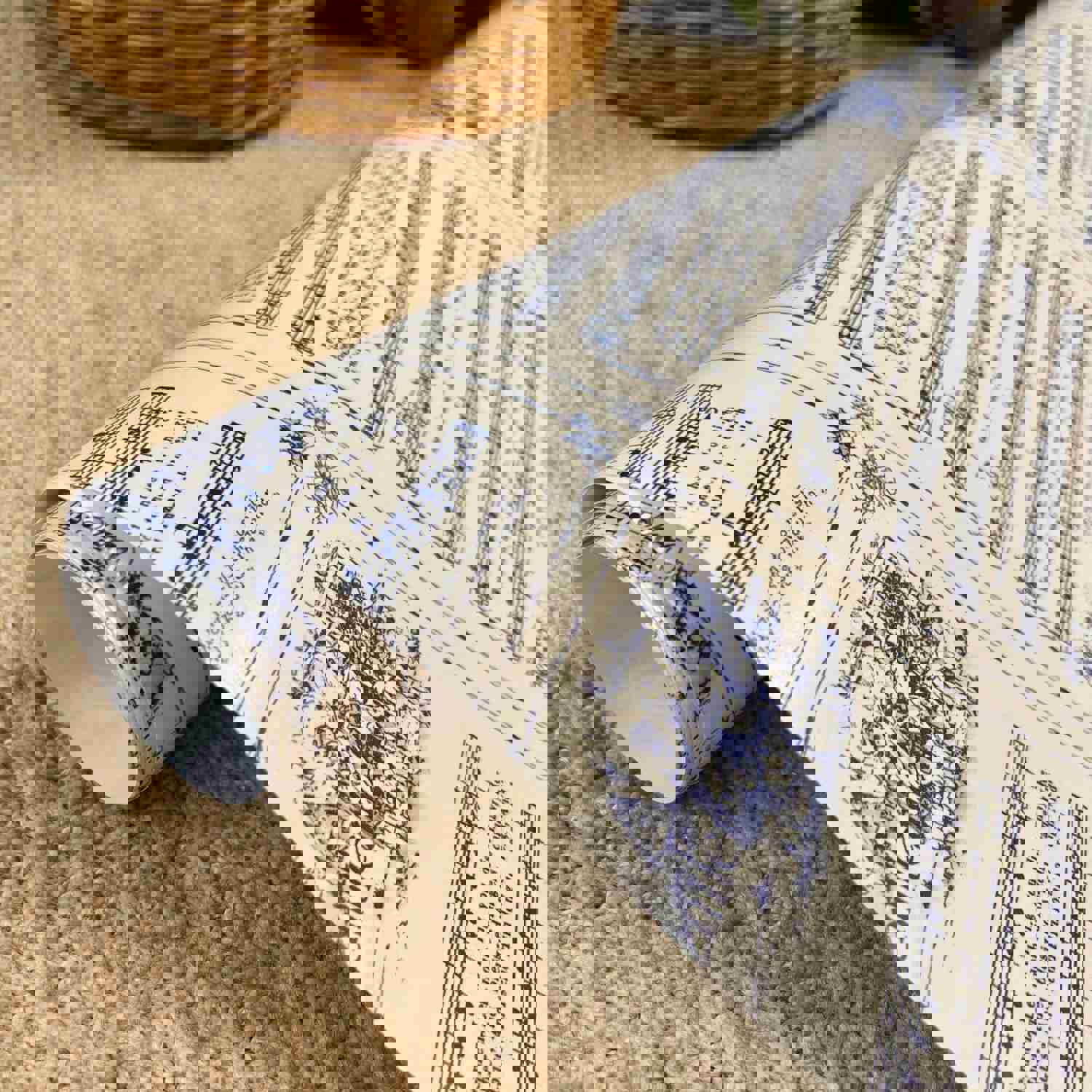 Christmas Carol Festive Wrapping Paper Rolls | Blue Vintage Holiday Music Sheets Gift Wraps