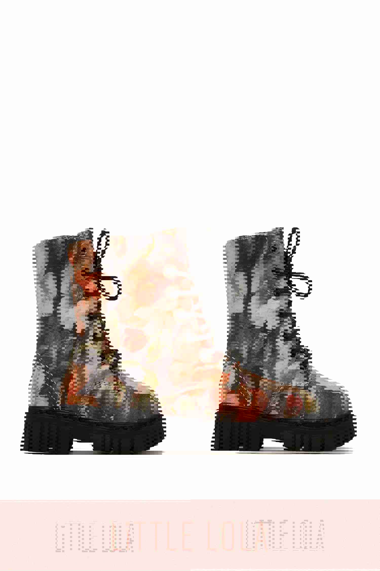 Grace Kids Lace Up Boots - Floral