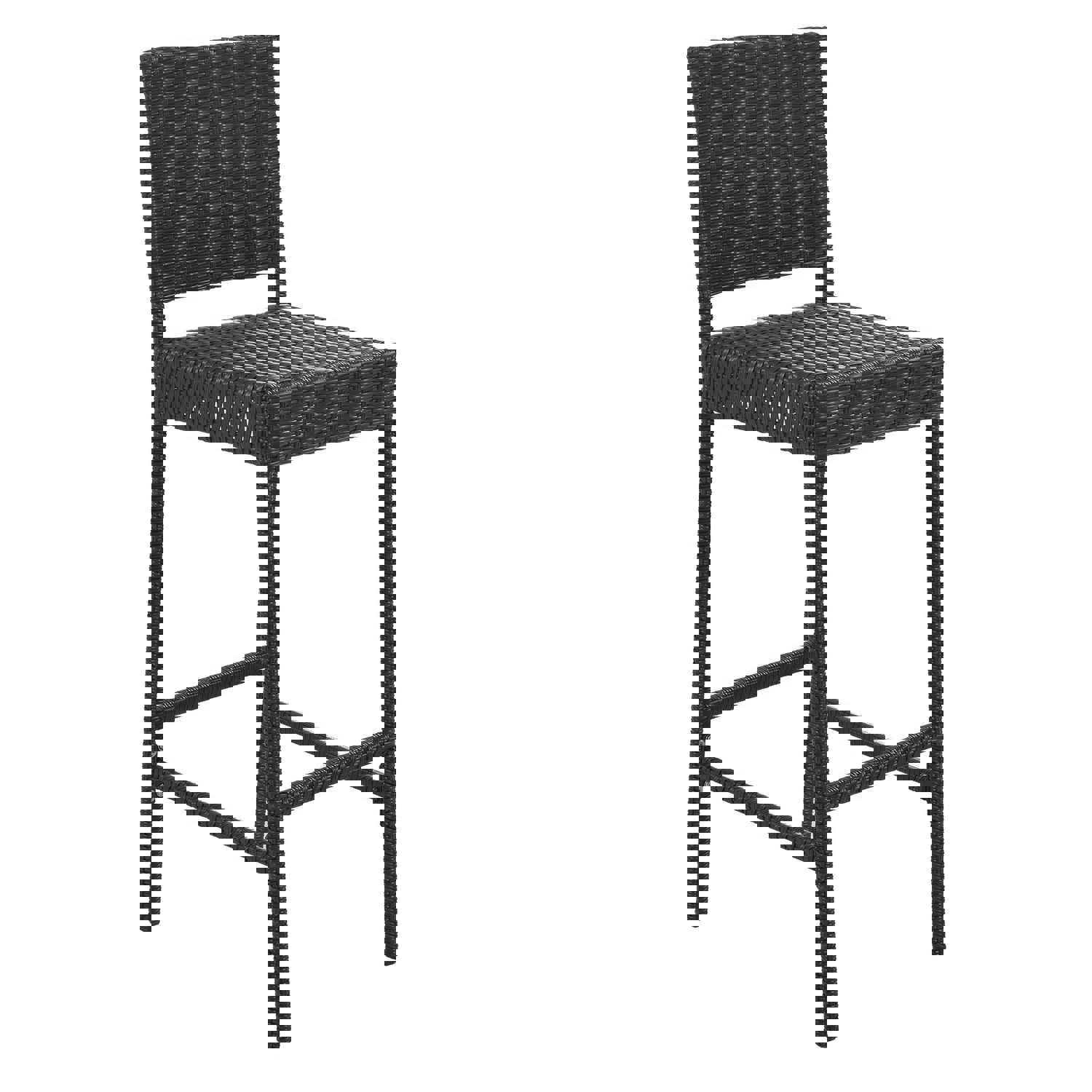 TOPMAX Outdoor Patio 7-Piece Rattan Dining Table Set with Wood Tabletop and 6 Chairs