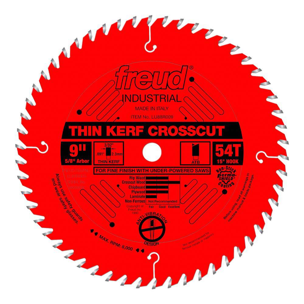 Freud 9 x 54T Thin Kerf Fine Finish Crosscut Blade