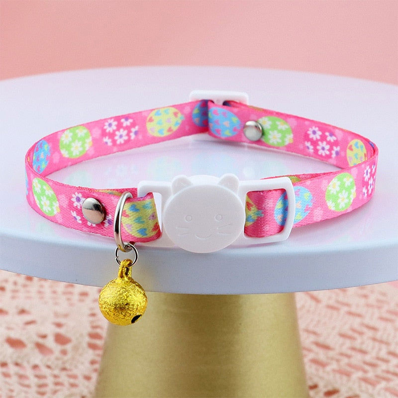 Cute Flower Pet Collar with Bell and Diamond Design - Adjustable Dog and Cat Neck Strap - Safety Buckle Necklace