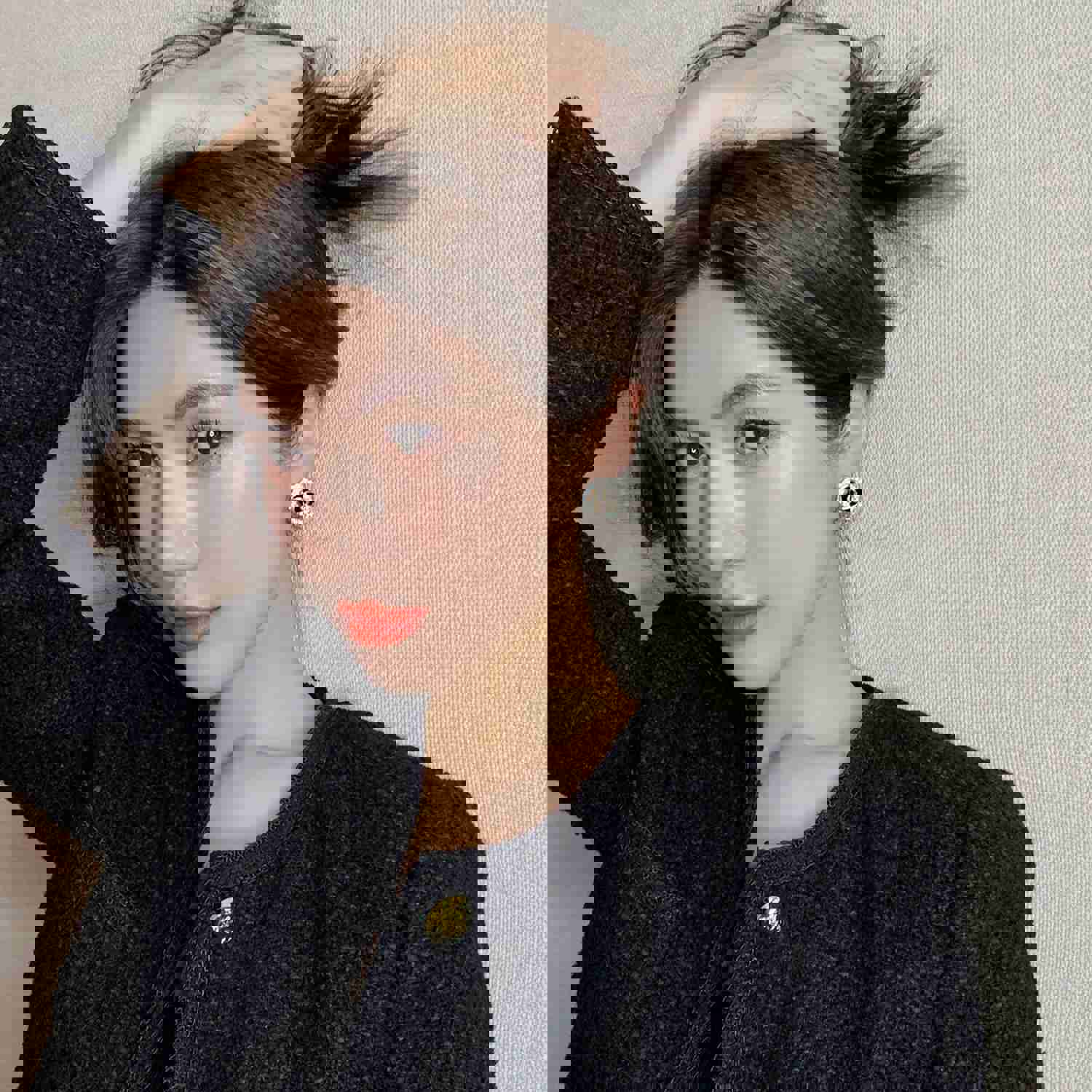 Exquisite Copper Inlaid Zircon Square Black Acrylic Letter Earrings for Women