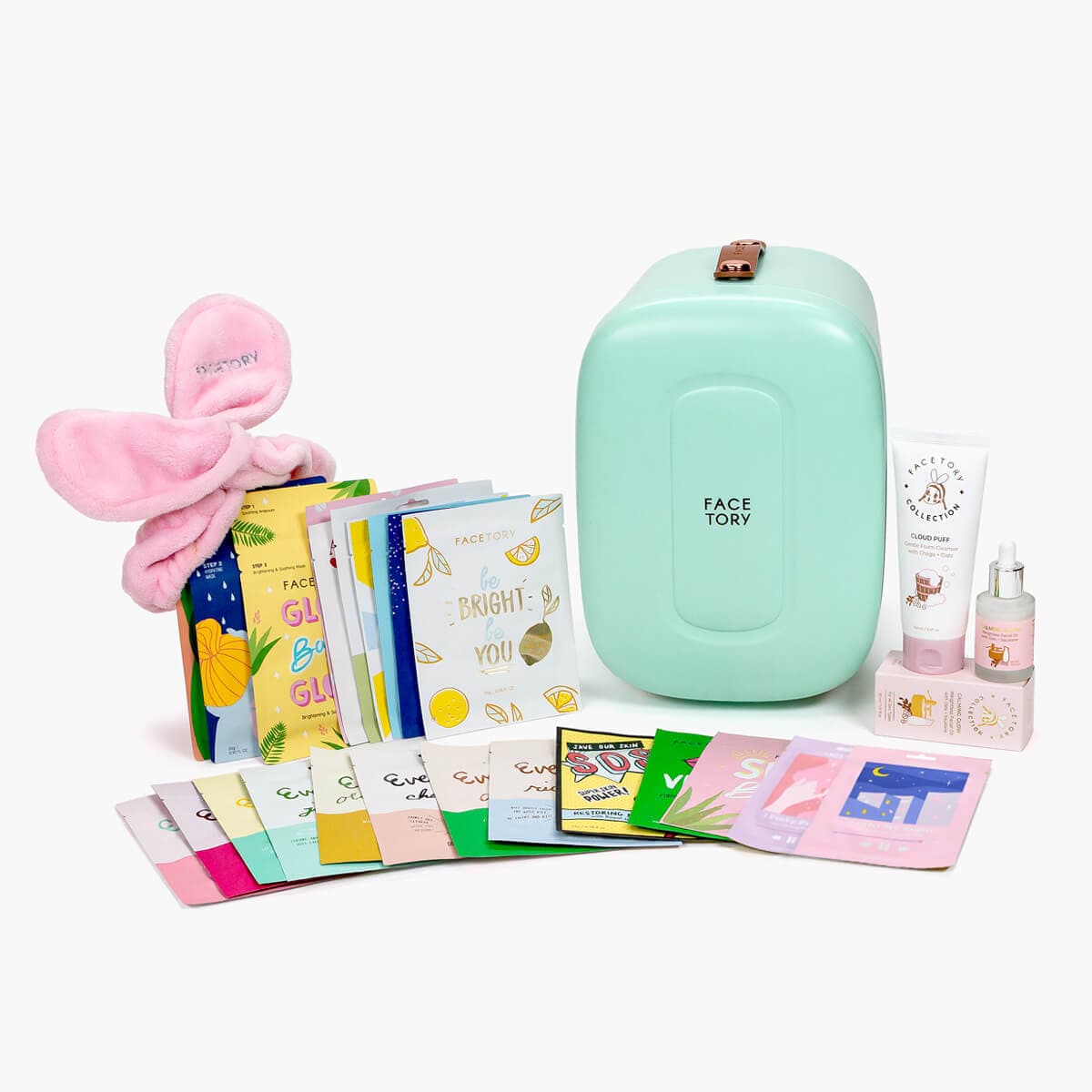 Skincare Fridge Bundle with Mini Fridge, Skincare, Hairband & Sheet Masks