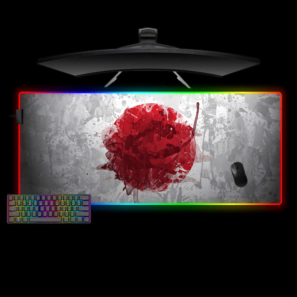 Japanese Flag Splash Paint Design RGB Gaming Mouse Pad with LED Strip