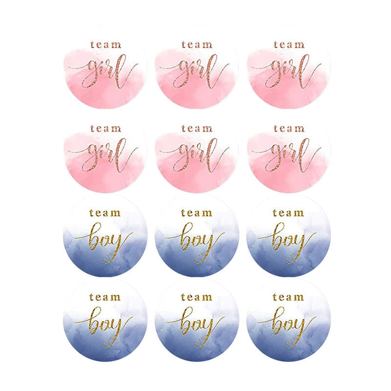 60-120 Pieces Gender Reveal Party Stickers, Baby Shower Decoration, Team Boy or Girl Stickers