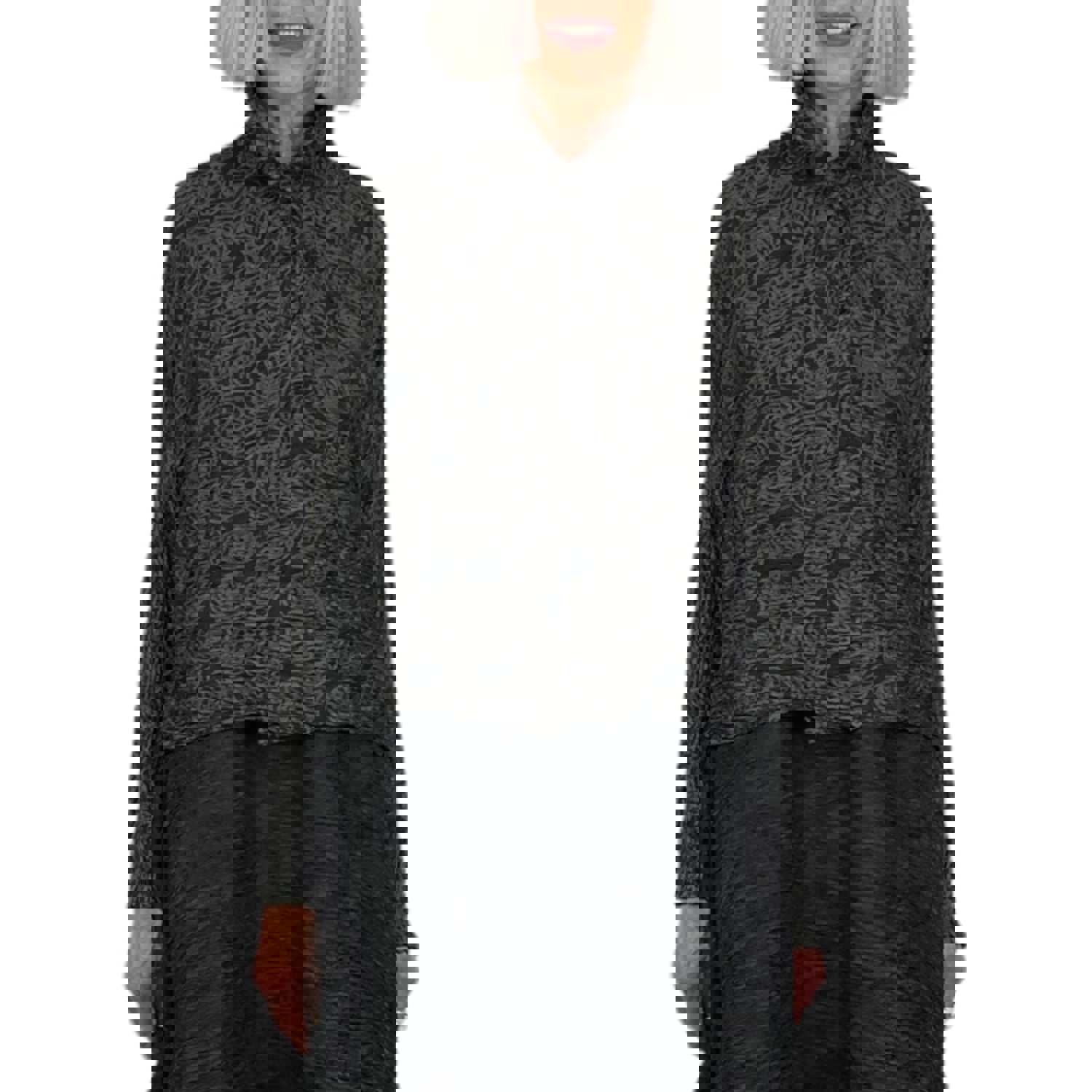 LEAF PRINT PLEATED CROP JACKET