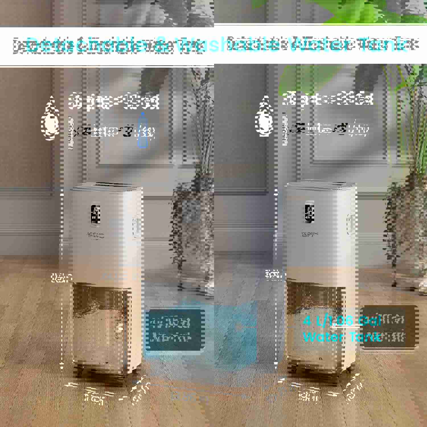 Kesnos 80 Pints Most Efficient Energy Star Dehumidifier with Front LCD Display for Home, Large Room - 5,500 Sq. Ft.