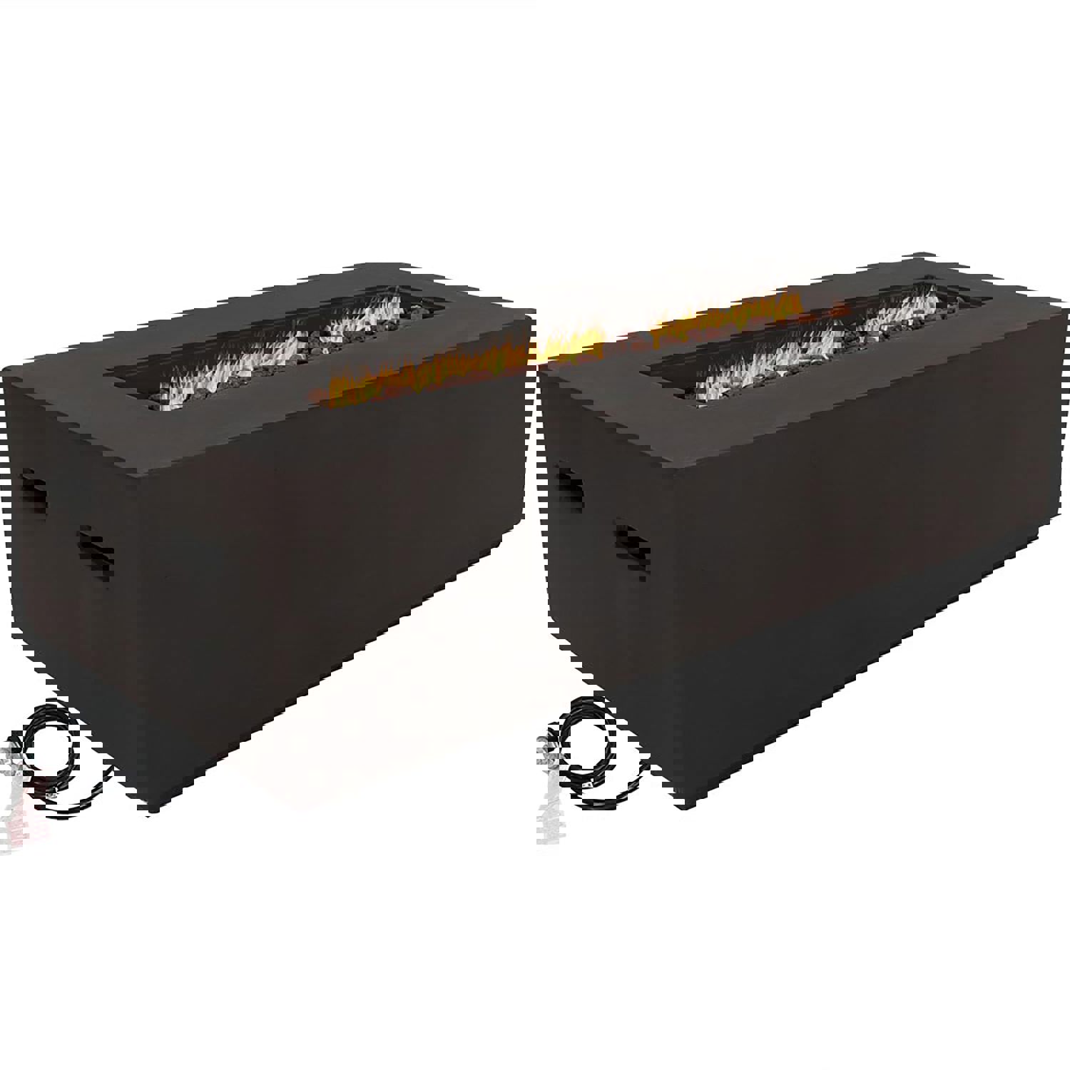 Sunnydaze 56-Inch Brown Modern Rectangular Liquid Propane Gas Fire Pit Coffee Table with Lava Rocks