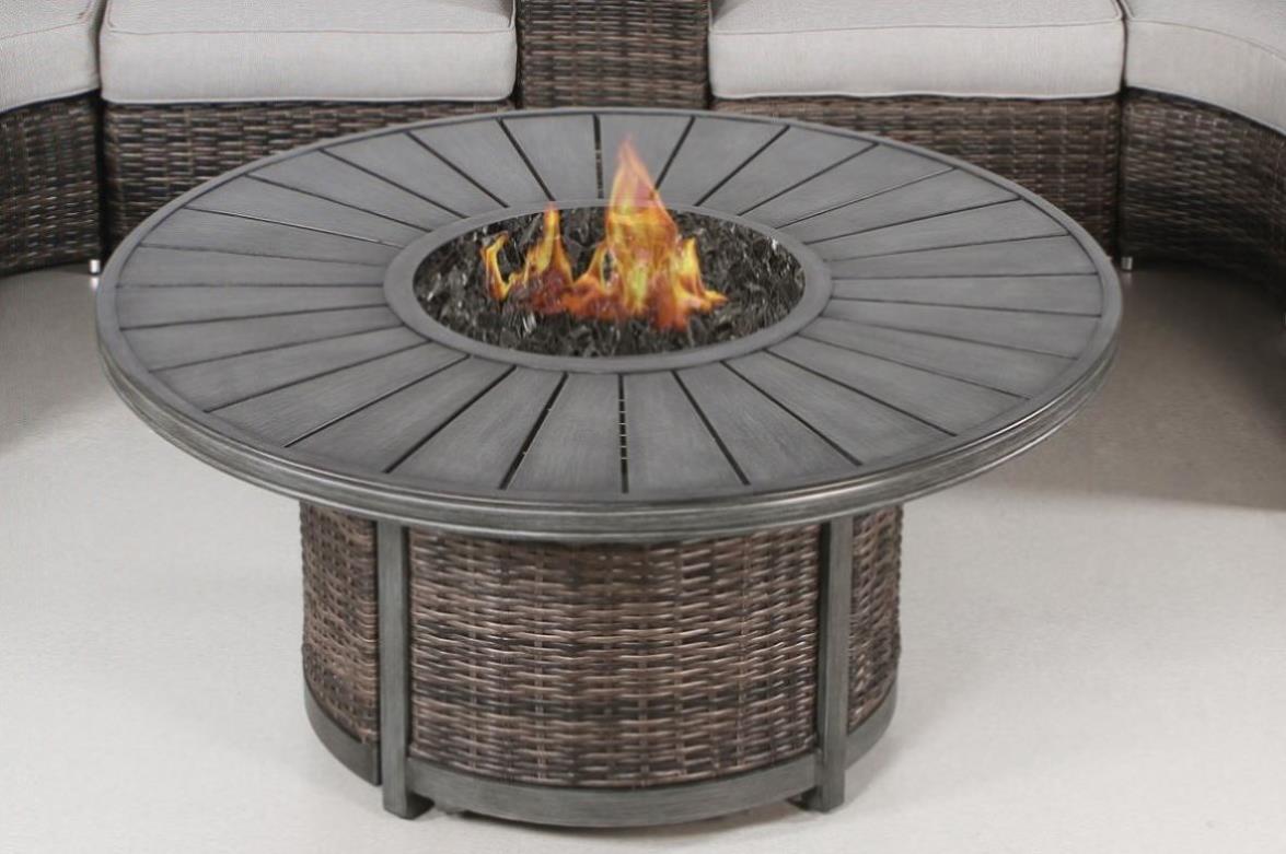 ZUN Living Source International 52" Round Propane Fire Pit Table - Espresso Finish