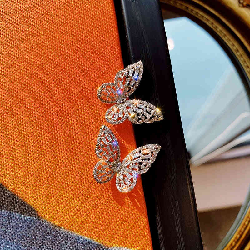 Design Jewelry Premium Zircon Butterfly Earrings for Women