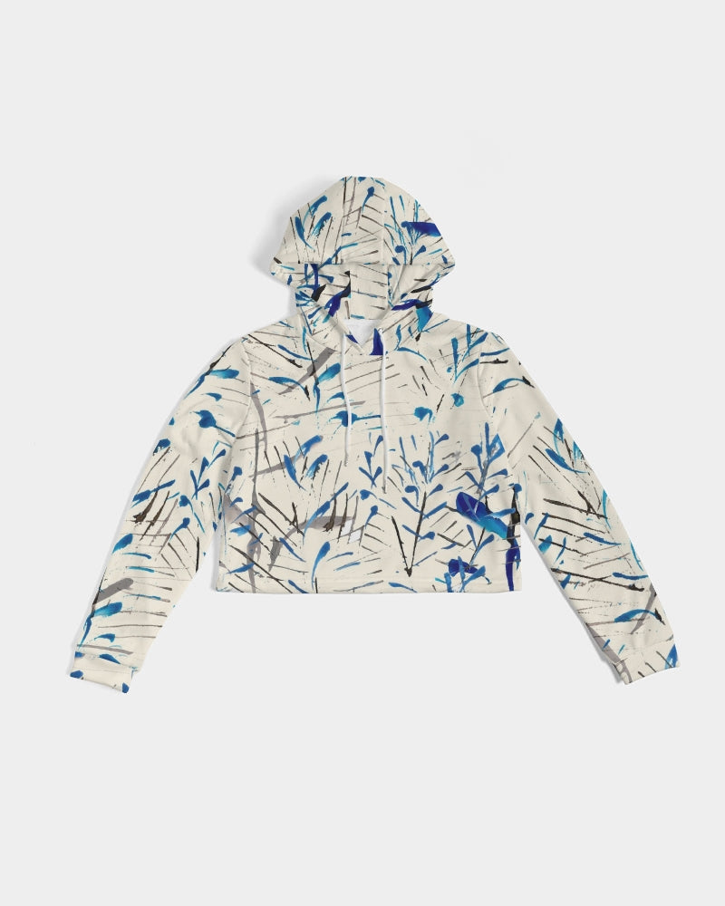 MOONLIGHT BRANCH Women's Cropped Hoodie - Abstract Print Oversized Fit