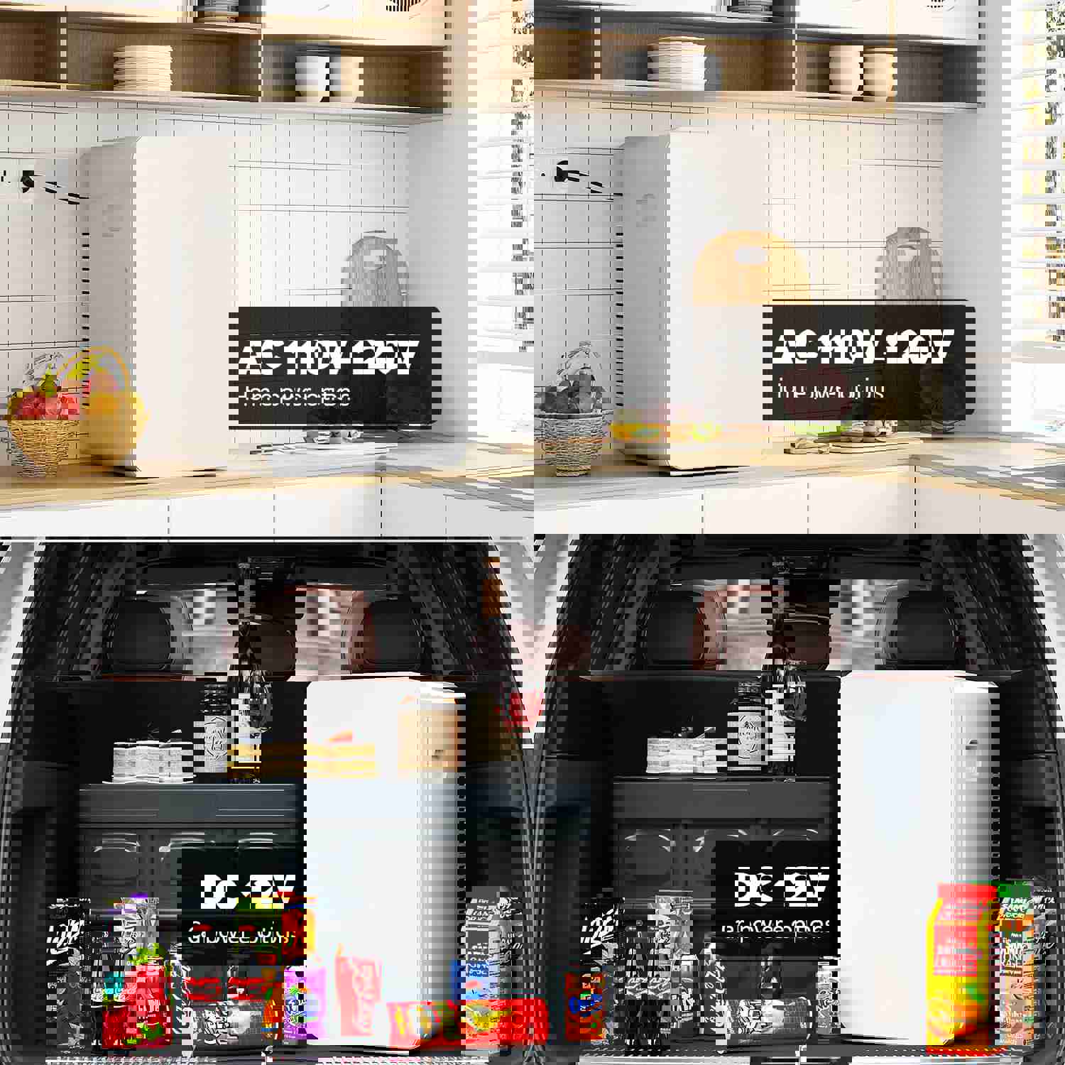 Kikihuose 22L/30Cans Mini Fridge for Bedroom, 12V DC Portable Cooler & Warmer, Small Beverage Refrigerator