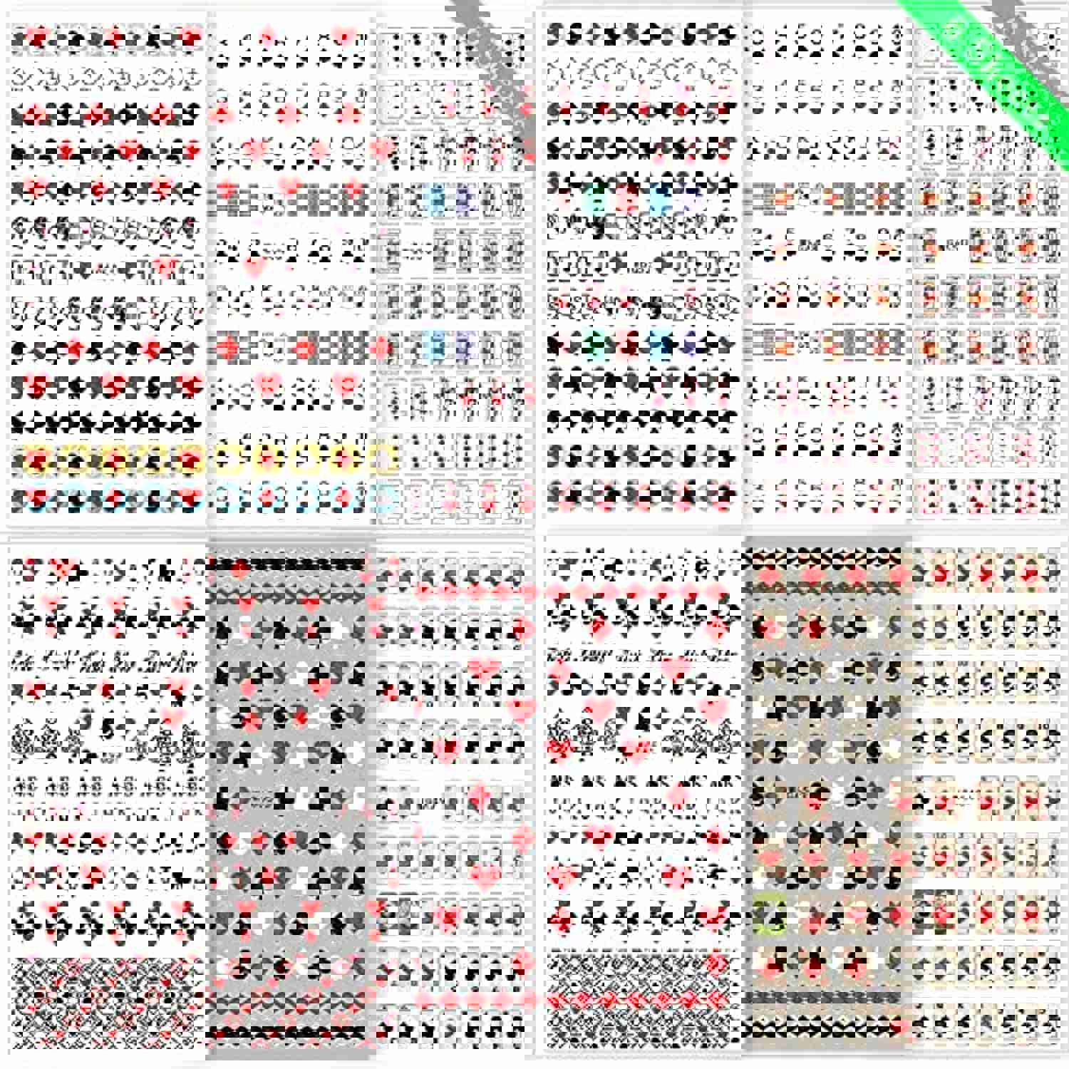 Poker Fashion Nail Art Stickers - 3D Playing Cards Design DIY Nail Decals (6 Sheets)