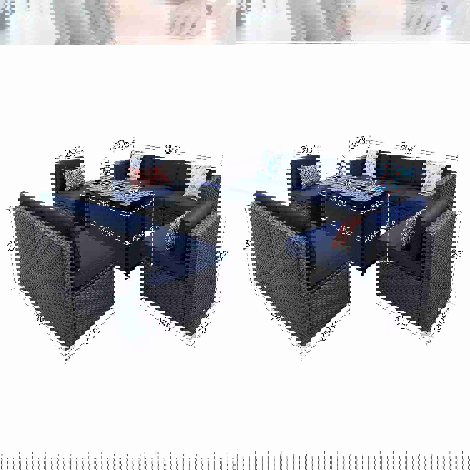 Phi Villa 9-Seater Outdoor Rattan & Wood Sectional Sofa Conversation Set With Fire Pit Table