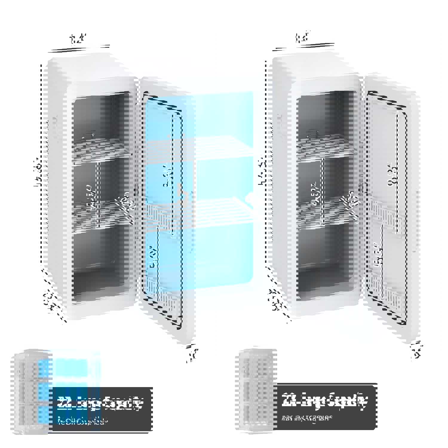 Kikihuose 22L/30Cans Mini Fridge for Bedroom, 12V DC Portable Cooler & Warmer, Small Beverage Refrigerator