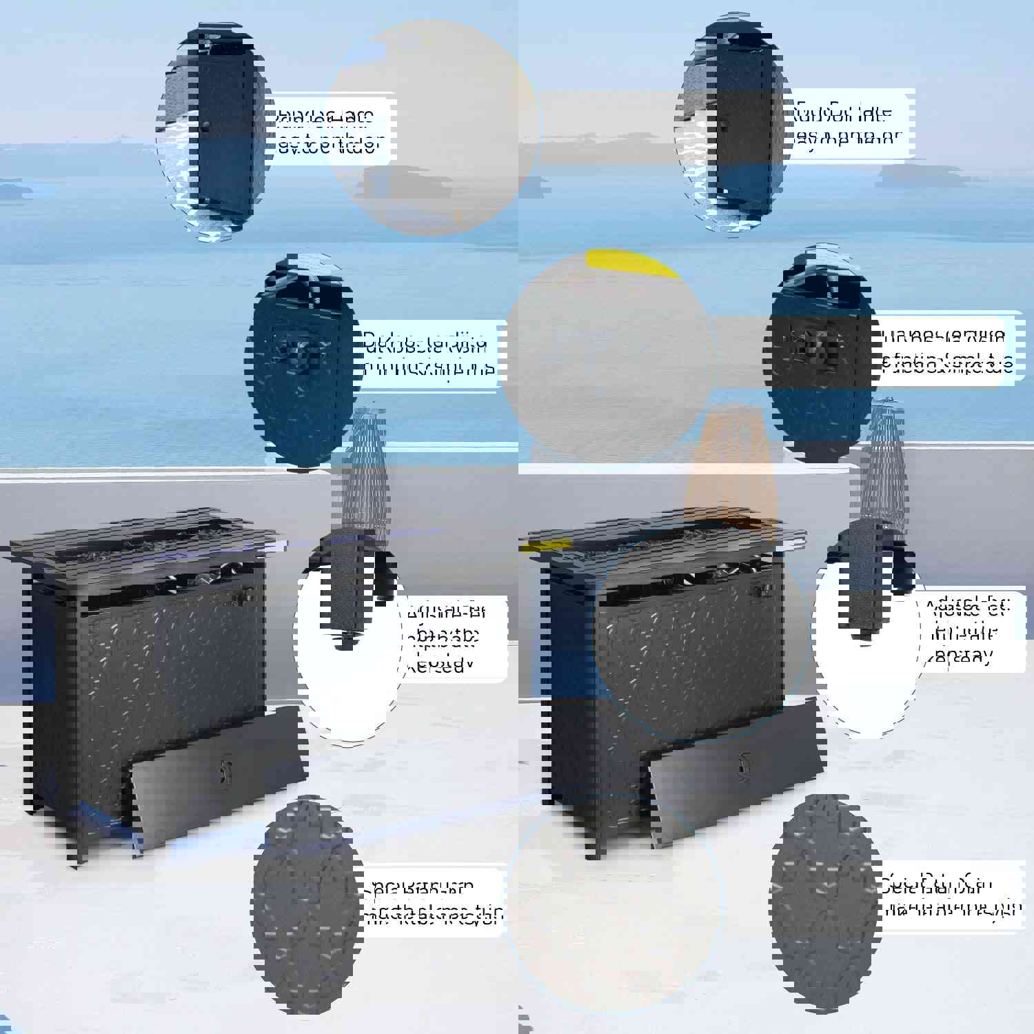 Phi Villa 9-Seater Outdoor Rattan & Wood Sectional Sofa Conversation Set With Fire Pit Table