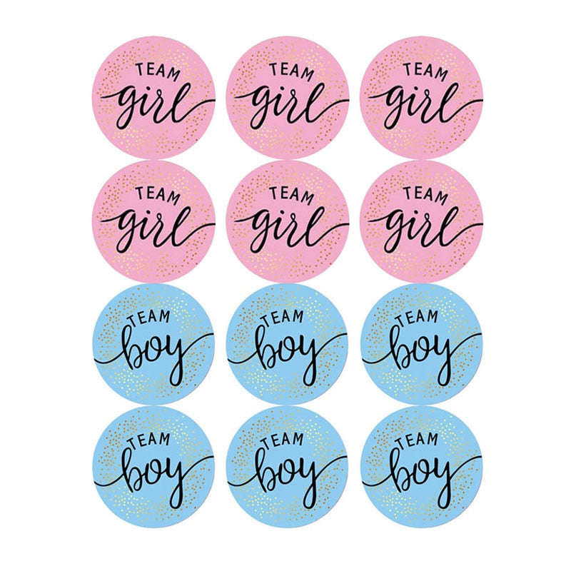 60-120 Pieces Gender Reveal Party Stickers, Baby Shower Decoration, Team Boy or Girl Stickers