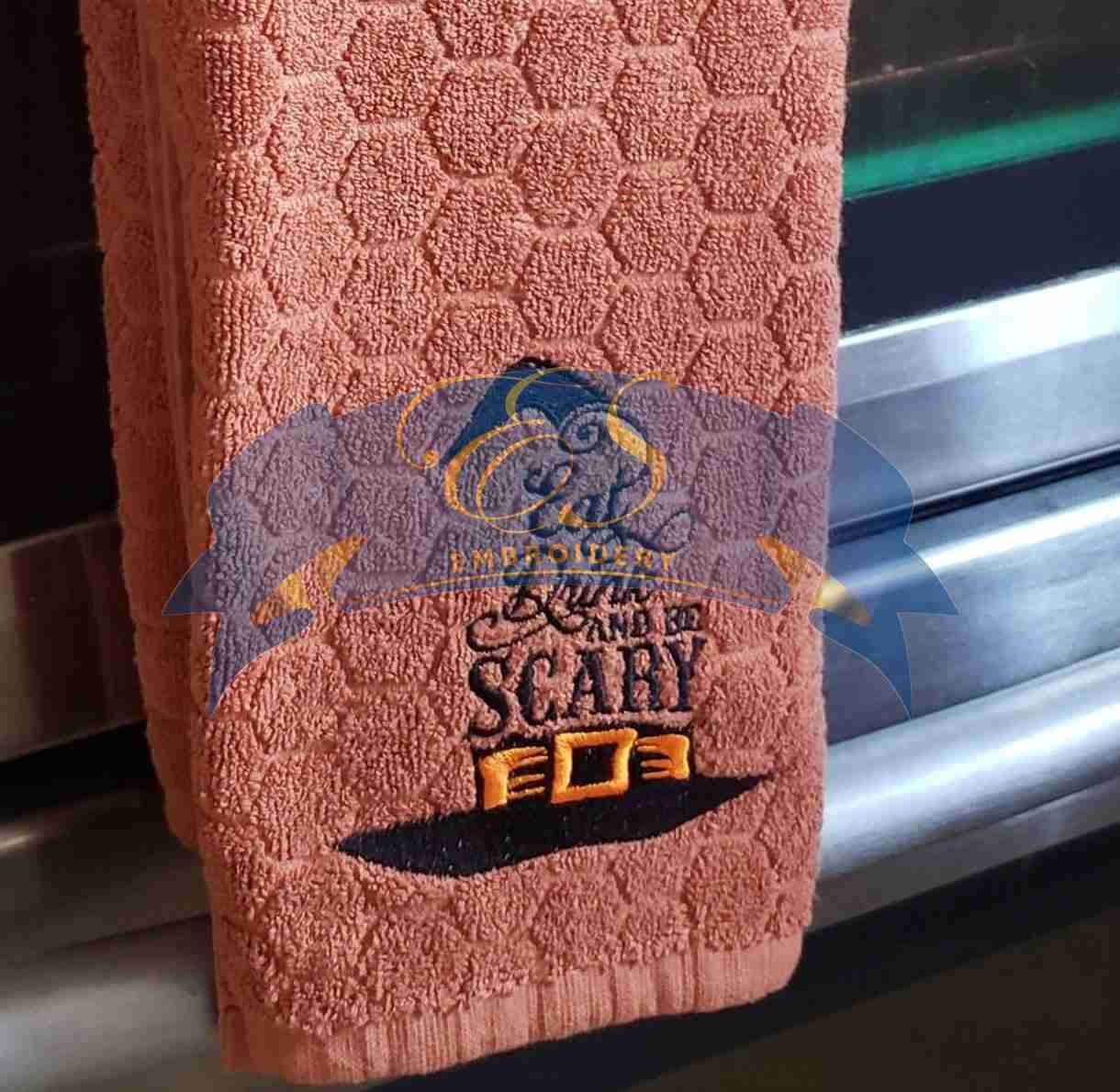 Eat, Drink & Be Scary Kitchen Towel - 100% Cotton Striped & Waffle Weave