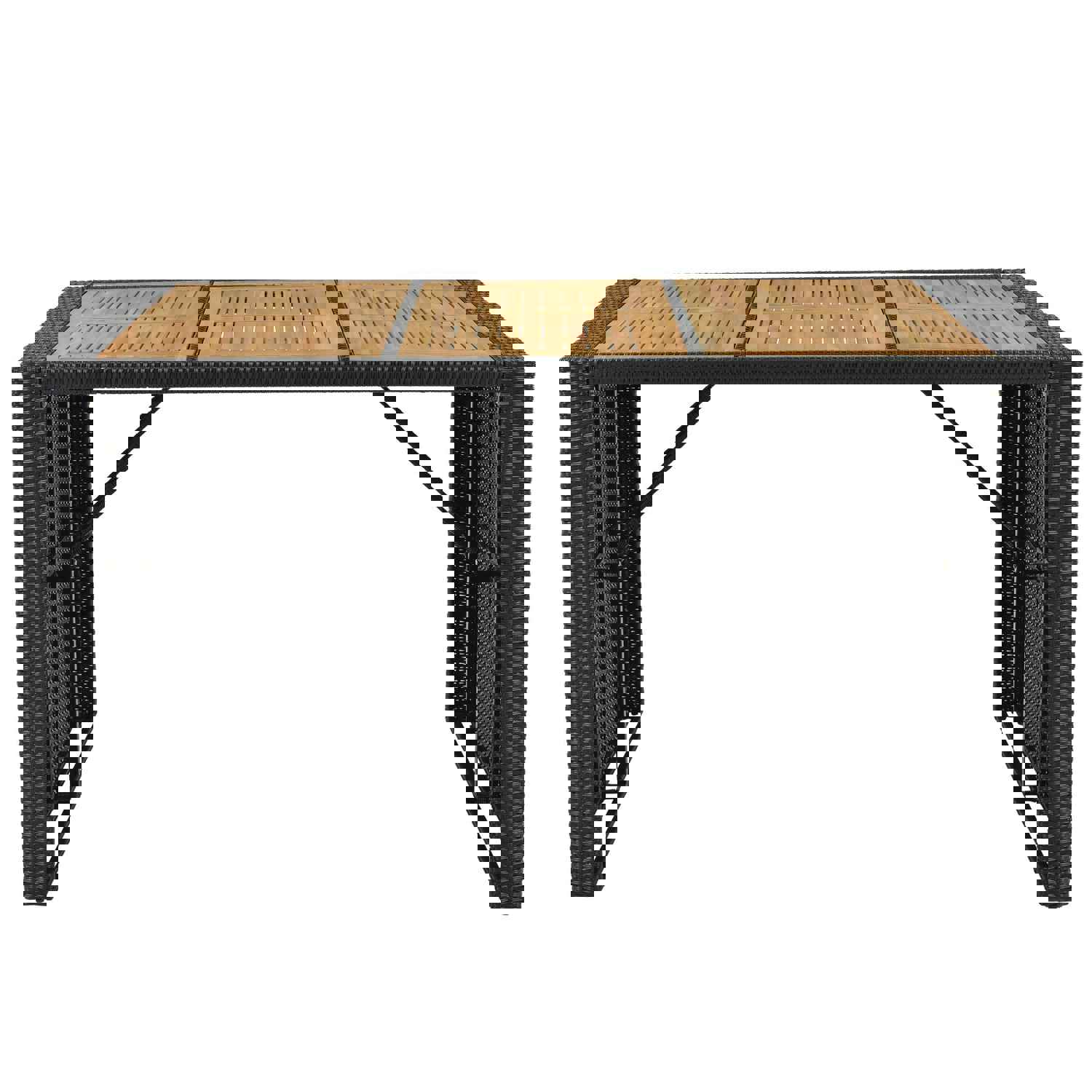 TOPMAX Outdoor Patio 7-Piece Rattan Dining Table Set with Wood Tabletop and 6 Chairs