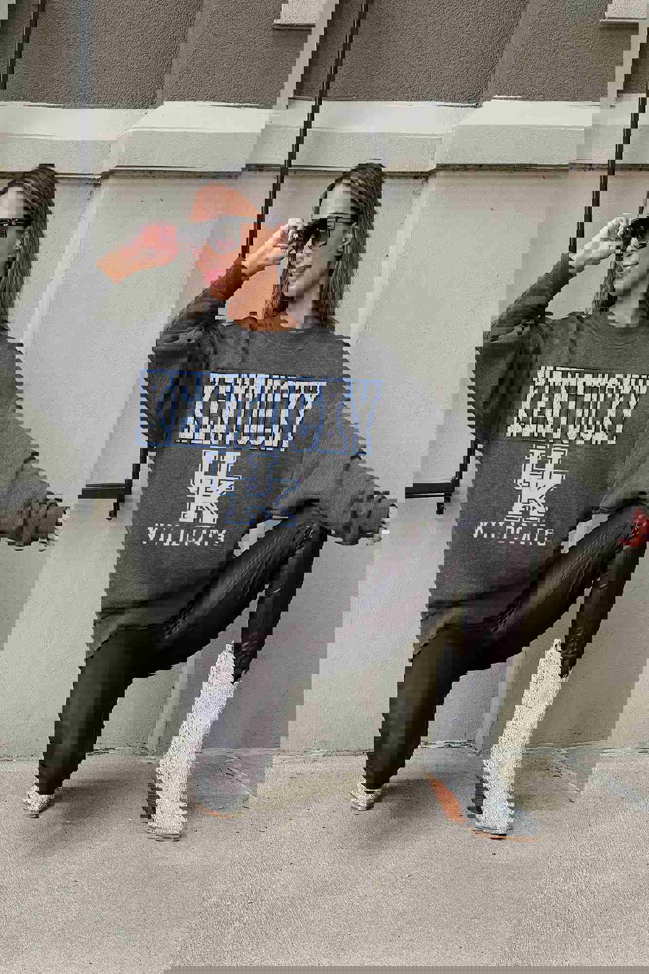 KENTUCKY WILDCATS EASY STREET PREMIUM FLEECE DROP SHOULDER CREWNECK PULLOVER