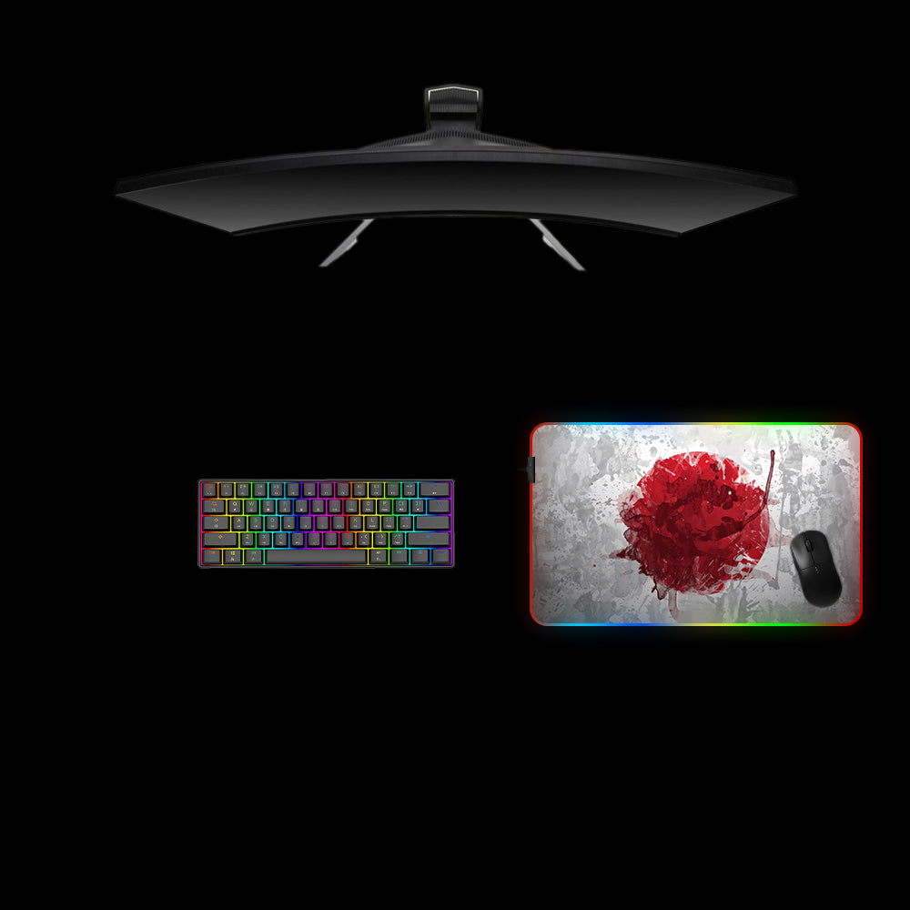 Japanese Flag Splash Paint Design RGB Gaming Mouse Pad with LED Strip